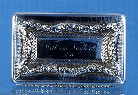 An early Victorian silver snuff box, by Francis Clark, Length 83mm Weight: 4.2oz/131grms